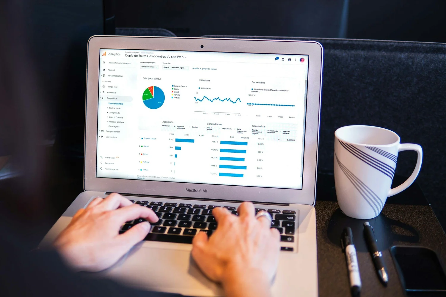 Traditional search analytics on a laptop